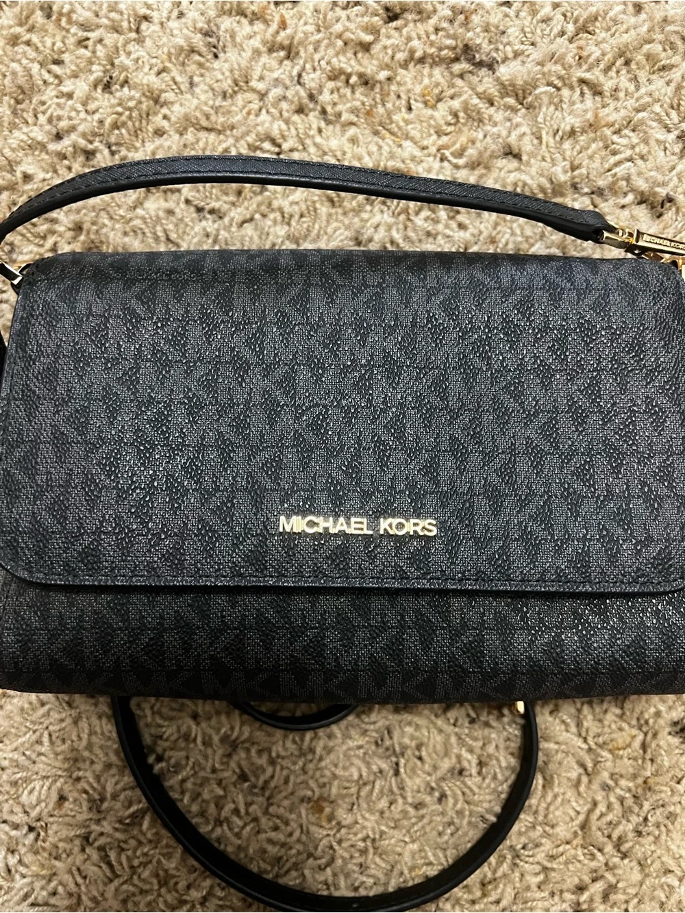 Michael Kors Black Logo-Print Crossbody Bag
